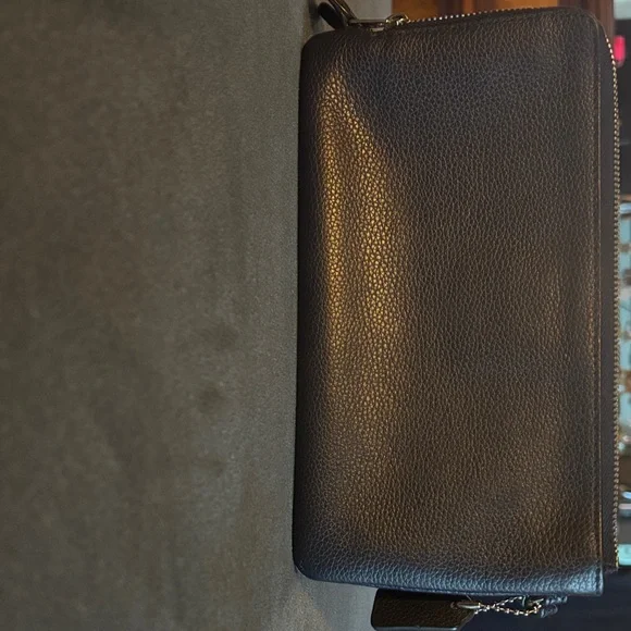 Coach Dark Navy Metalic Textured Leather Wristlet - Picture 4 of 8